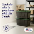 thumbnail image 2 of Homz 2 Pack 30-Gallon Plastic Stackable Home Storage Bins with Lids, Black/Green, 2 of 12