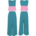 thumbnail image 5 of Roylamp Women's Summer 2 Piece Outfits Round Neck Crop Basic Top Cropped Wide Leg Pants Set Jumpsuits High quality, 5 of 5
