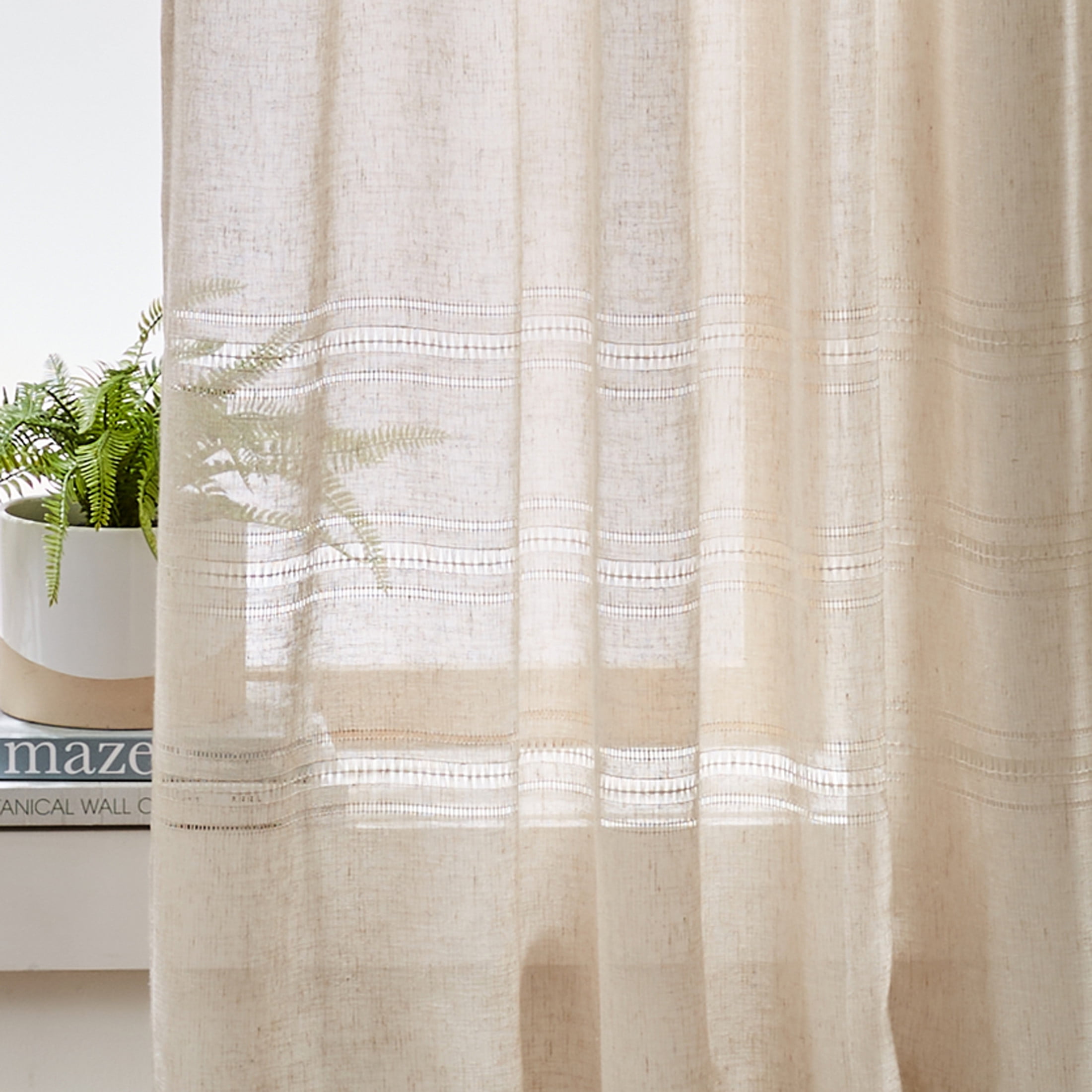 Better Homes & Gardens Specialty Stitch Single Curtain Panel, Papyrus Beige, 50" W x 84" L