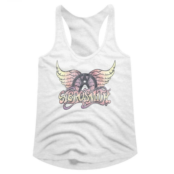 Aerosmith Faded Pinks White Women's Racerback Tank Top