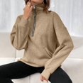 thumbnail image 4 of Women's Quarter Zip Sweatshirt Fall Casual Pullover Top with Kangaroo Pocket Relaxed Stand Collar Sweatshirts, S, 4 of 7