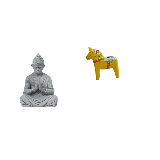 Estatua de mono,Estatua de Buda Mono para Interiores y Exteriores Budista,Figura de escritorio,Estatua tradicional sueca del caballo de Dala,Figura creativa del caballo Dalecarliano