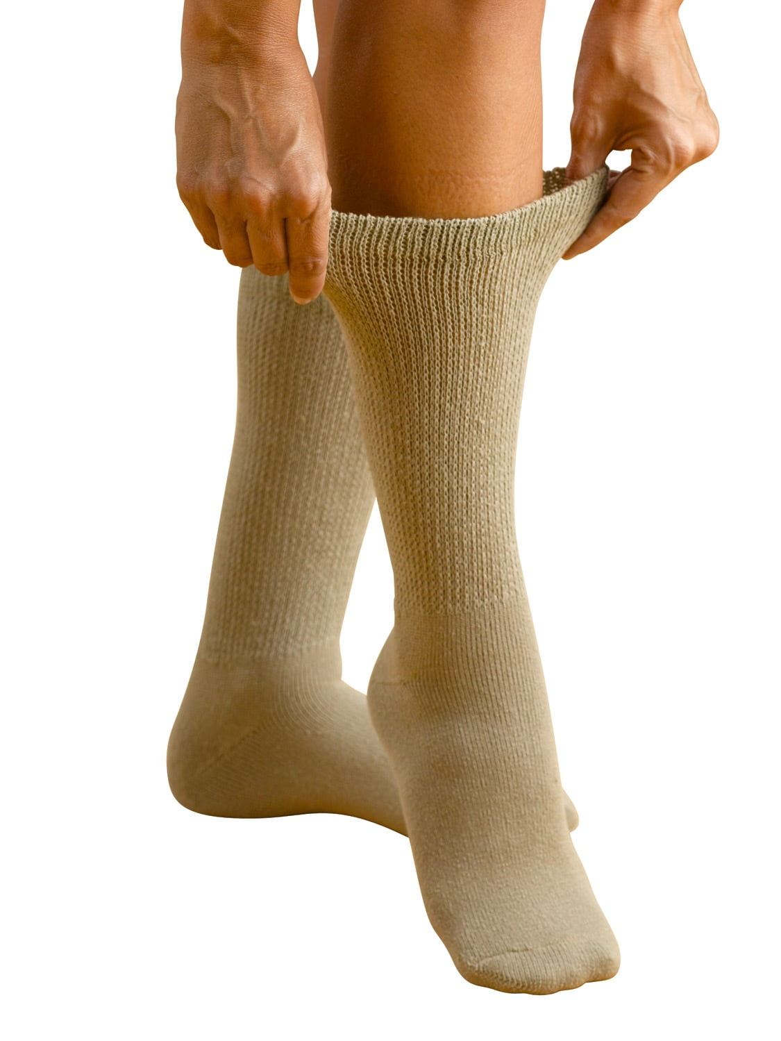 Adult DIABETIC SOCKS (3PK) Khaki Large