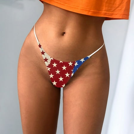 

4th of july Women Prints Panties Thong Colors Optiont Lingerie G String T Back Underpants Comfort Soft Low Rise Panties Comfy Trousers