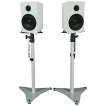 2) Rockville RockShelf 54W 5.25" Home Bookshelf Speakers White Adjustable Stands