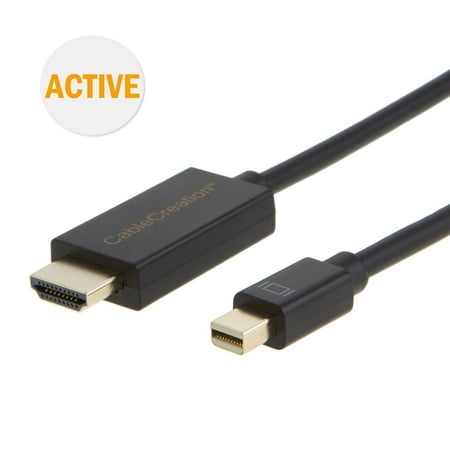 Active Mini DP to HDMI, CableCreation 6 Feet Mini DisplayPort (DP1.2) to HDMI Cable, DP to HDMI, 4K X 2K & 3D Audio/Video, Eyefinity Multi-Screen Support, 1.8 Meters/