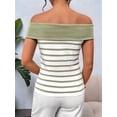 thumbnail image 5 of Womens Sweater Tops Summer Off Shoulder Sweaters Boat Neck Sleeveless Relaxed Fit Knitted Pullover Top Green S, 5 of 10