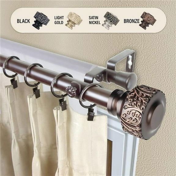 Central Design 100-79-669-D 1 in. Lucinda Double Curtain Rod, Bronze - 66-120 in.