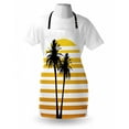 thumbnail image 3 of Tropical Apron Coconut Palm Trees on Horizontal Tiled Background Summer Holiday Graphic, Unisex Kitchen Bib Apron with Adjustable Neck for Cooking Baking Gardening, Apricot Yellow Black, by Ambesonne, 3 of 3