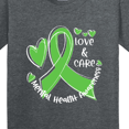 thumbnail image 4 of Inktastic Love and Care Mental Health Awareness Green Ribbon Youth T-Shirt, 4 of 5