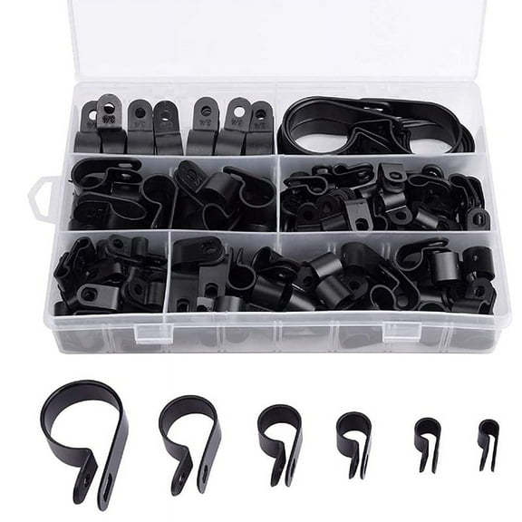 ckepdyeh 200Pcs R-Type P-Type Cable Plastic Nylon Wire Clip Assortment Kit Hardware Tools Cable Clip Buckle Clips Ties