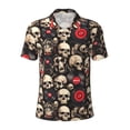 thumbnail image 2 of Daiia rock record Skull Pattern Men’s Polo Shirts,Solid Deck Shirt,Classic Fit, Breathable Cotton Polo for Casual and Sport Wear-X-Large, 2 of 7