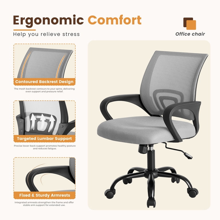 Edx Ergonomic Mid-Back Office Chair, Gray photo 7