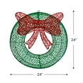 thumbnail image 5 of Northlight 24" LED Lighted Green Glitter Wreath with Red Bow Outdoor Christmas Decoration, 5 of 7