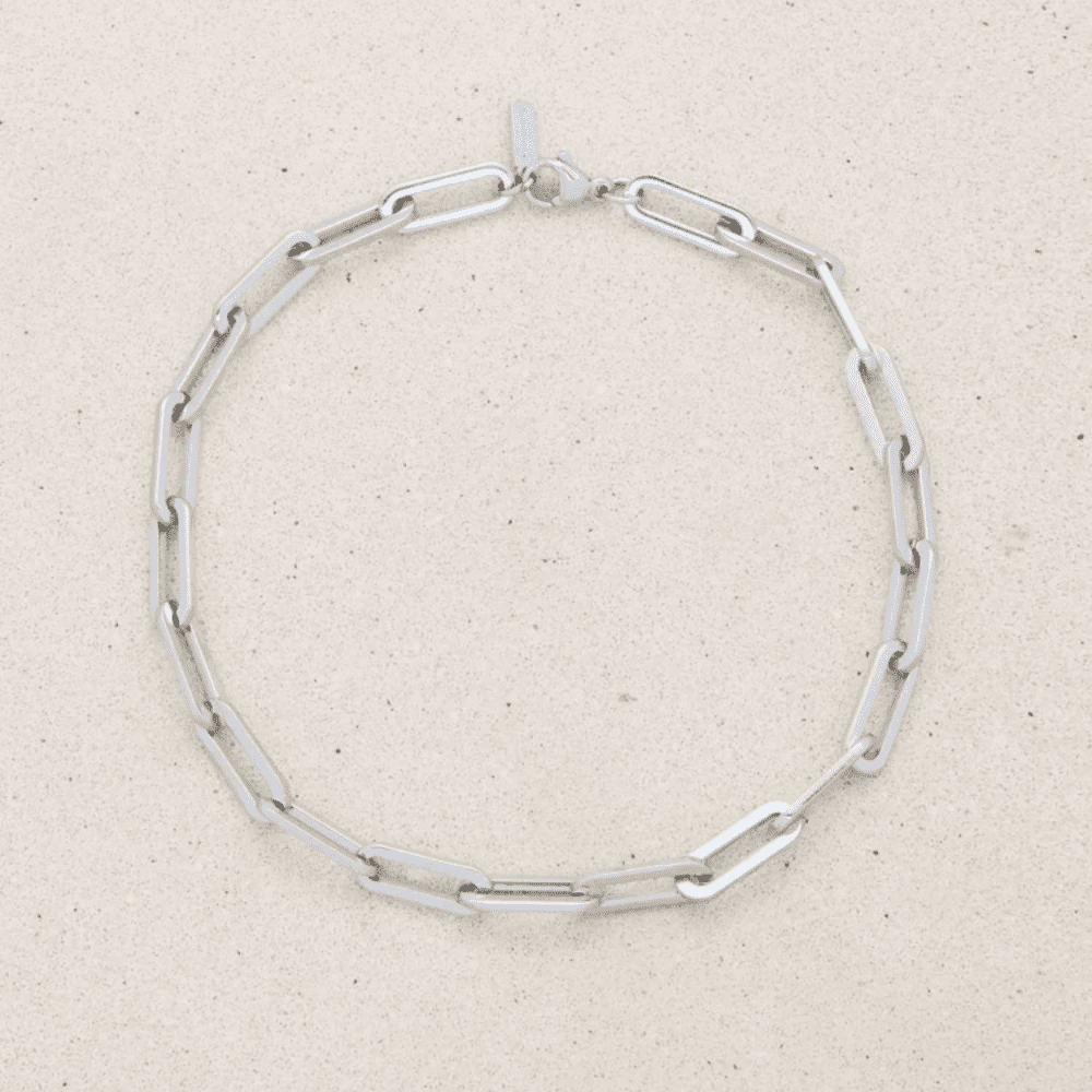 Pompeii Yasmine 6mm Paperclip Anklet Silver Plated 10" Length (,)