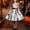White, variant on Girls Halloween Printed Dress Crew Neck Sleeveless Belted Back Zipper Costume Kids Trendy Casual A-Line Swing Dress Orange 01 7-8 Years