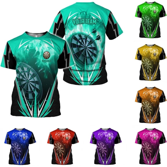 Personalized Dart Shirts Men Women 3D Polo Custom Name Team Jersey Funny Dartboard Shirt S-5XL Gifts (Teal, S)