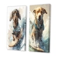 thumbnail image 3 of Designart "Dog Riding the Waves Like a Pro I" Dog Wall Art Set Of 2 - Brown Animals Gallery Set For Office Decor, 3 of 6