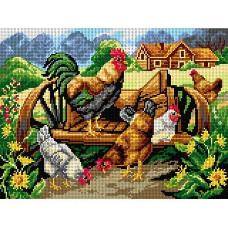 UPC: 5902067311134 | Gobelin canvas for halfstitch without yarn Roaster and Chickens 3033J