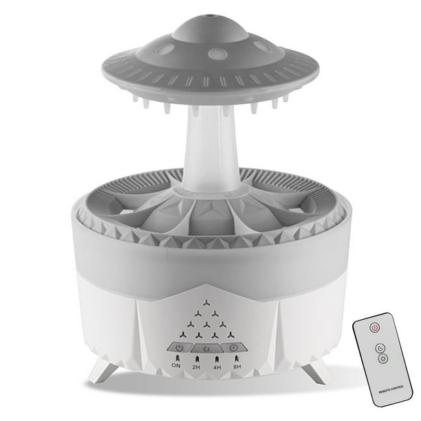 UFO Gota Lluvia Máquina Aromaterapia Humidificador Niebla Pesada Escritorio Control Remoto Difusor Aceite Esencial V56 (blanco UE) Blanco Regulaciones Europeas