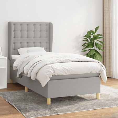 vidaXL Box Spring Bed with Mattress Light Gray Twin XL Fabric