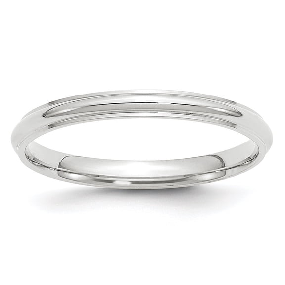 Diamond2Deal 14k White Gold 2.5mm Half Round with Edge Wedding Band Ring for Women Size 6