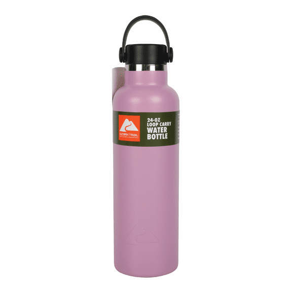 Ozark Trail 24 oz Stainless Steel Water Bottle with Loop Handle, Lilac