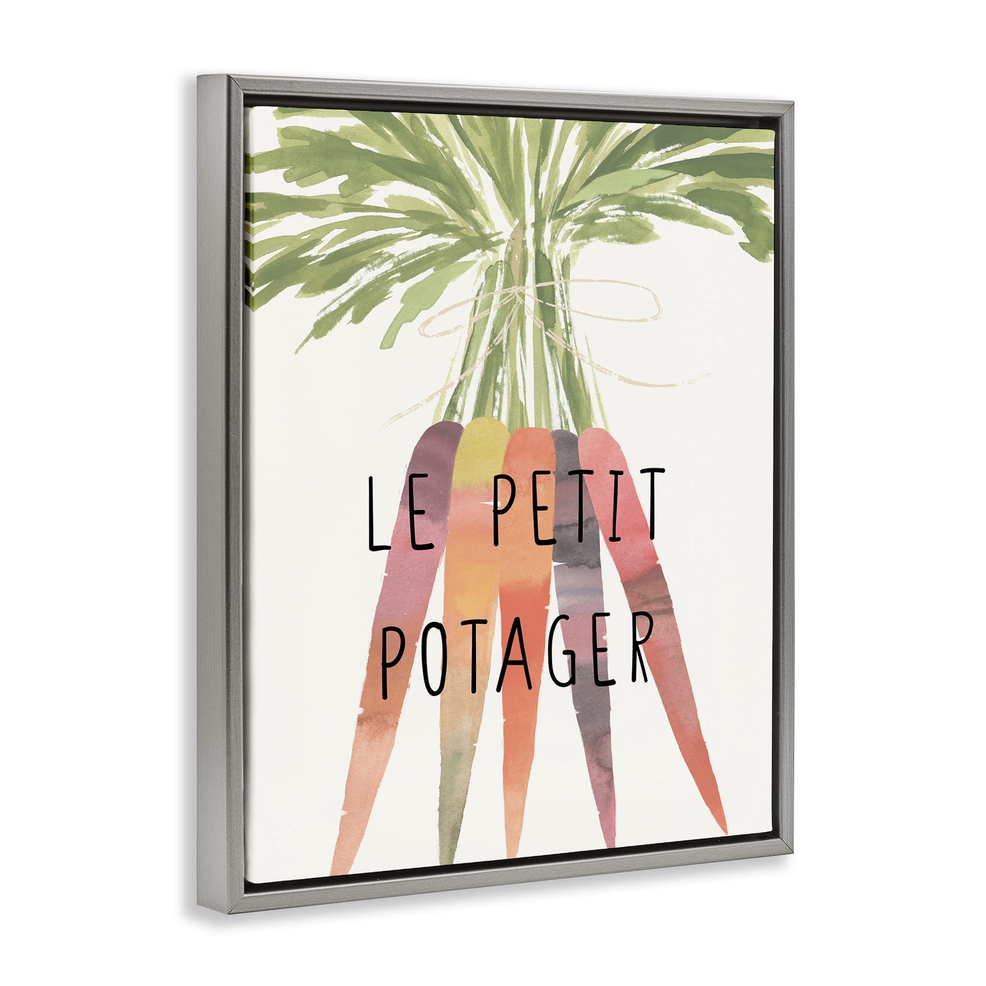 Stupell Industries Vegetable Garden Phrase Food & Beverage Painting Gray Floater Framed Canvas Art Print Wall Art, 17 x 21