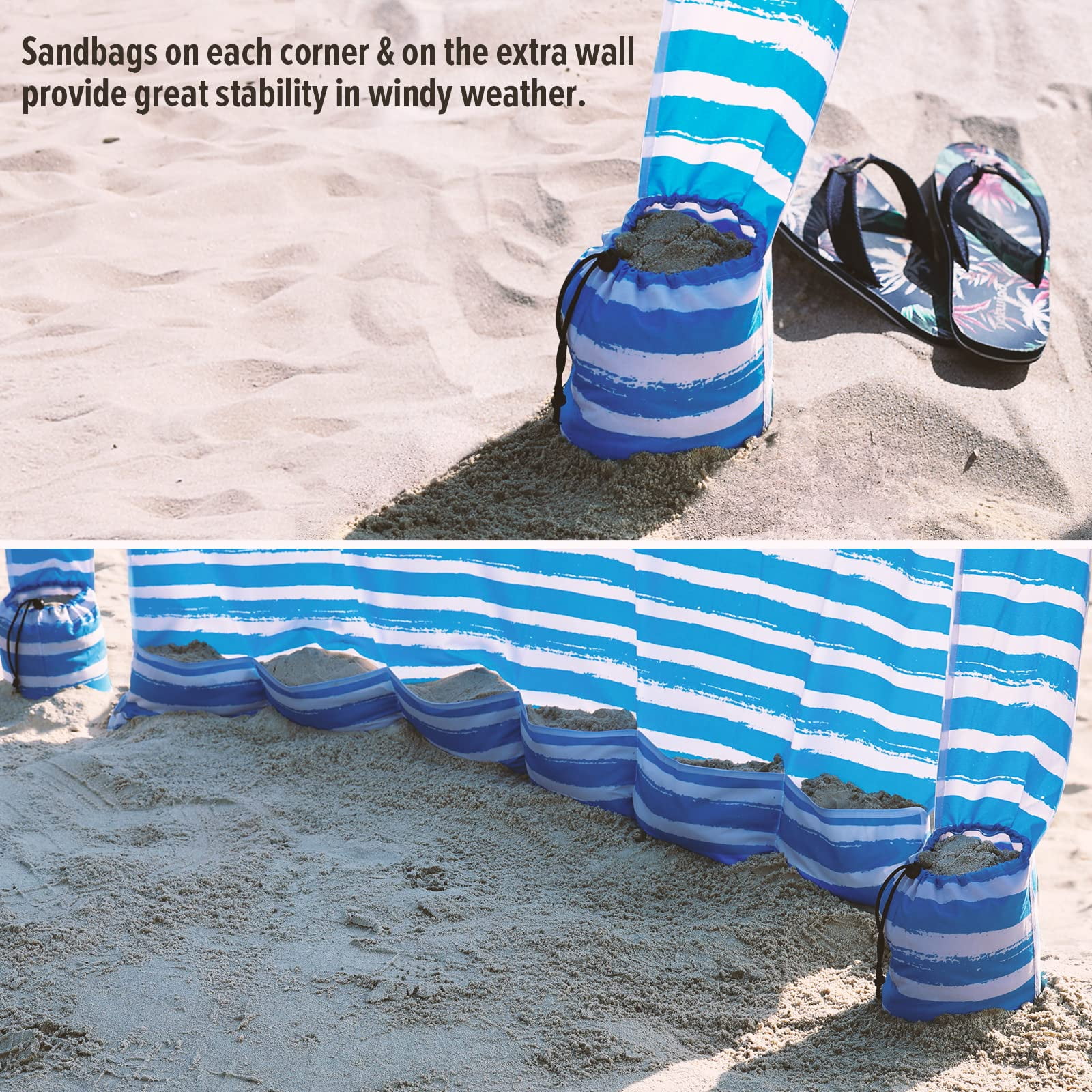 Qipi Beach Cabana - Easy to Set up Canopy, Waterproof, Portable 6' x 6' Beach Shelter, Included Side Wall, Shade with UPF 50+ UV Protection, Ultimate Sun Umbrella
