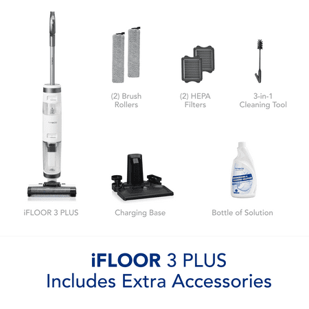 Tineco - iFloor 3 Plus – 3 in 1 Mop, Vacuum & Self Cleaning Floor Washer - White and Gray