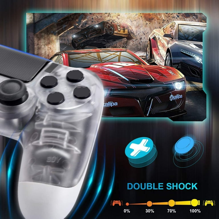 Wireless Controller Dual Vibration Game Joystick Controller for PS4 Slim Pro Console Crystal White