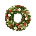 thumbnail image 2 of Corona navideña de flores artificiales para puerta de entrada, piñas verdes 40 centímetros, 2 of 9