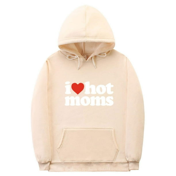 WILLBEST Sudaderas Navideñas I Lo Ve Hot Moms Sudaderas Deportivas Casuales con Estampado para Hombre y Mujer para Otoño e Invierno Sudaderas y Chaquetas con Parte Inferior Roscada Chica
