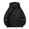 thumbnail image 2 of Sentmoon Waterproof Jacket Plus Size Drawstring Hooded Neck Long Sleeve Ladies Winter Coats Zipper Solid Color Windproof Clothing Fall and Winter Trendy for Running and Hiking, 2 of 3
