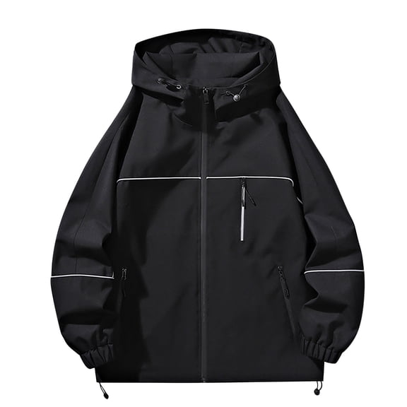 Fewfanhot Women Oversized Hooded Waterproof Windbreaker Jacket, Full Zip Cargo Pocket Outdoor Coat, Drawstring Hem Hiking Outerwear S-4XL