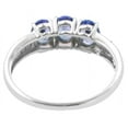 thumbnail image 3 of Carillon Three Stone 925 Sterling Silver Oval 5X4 MM 1.04 Ctw Precious Tanzanite Women's Wedding Ring Size US- 7.5, 3 of 7
