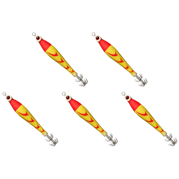Anzuelo luminoso para calamar, cebo para calamar que brilla en la oscuridad para pesca nocturna (rojo y verde)