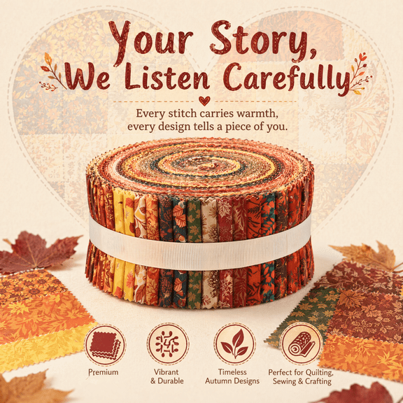 40Pcs Jelly Roll Fabric Strips 2.6 x 20 Inch Precut Fabric for Quilting Sewing and DIY Crafting Thanksgiving Autumn Series