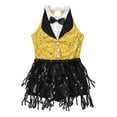 thumbnail image 5 of DPOIS Girls Shiny Sequin Tassel Latin Dance Leotard Dress Sleeveless Jazz Costume Yellow 12, 5 of 7