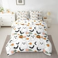 thumbnail image 2 of Feelyou Teens White Ghost Twin Bedding Sets 7-Piece, Cartoon Halloween Bat Bedding Comforter Set, Farmhouse Floral Flower Reversible Sheet Sets, Lightweight Room Decor, 2 of 7