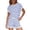 *Light Blue, variant on VBVC Women's Striped Crew Neck 2 Piece Set,Dolman Top and Elastic Waist Shorts For Women, Ladies' Soft Summer Loungewear With Pockets,Beige,S-2XL