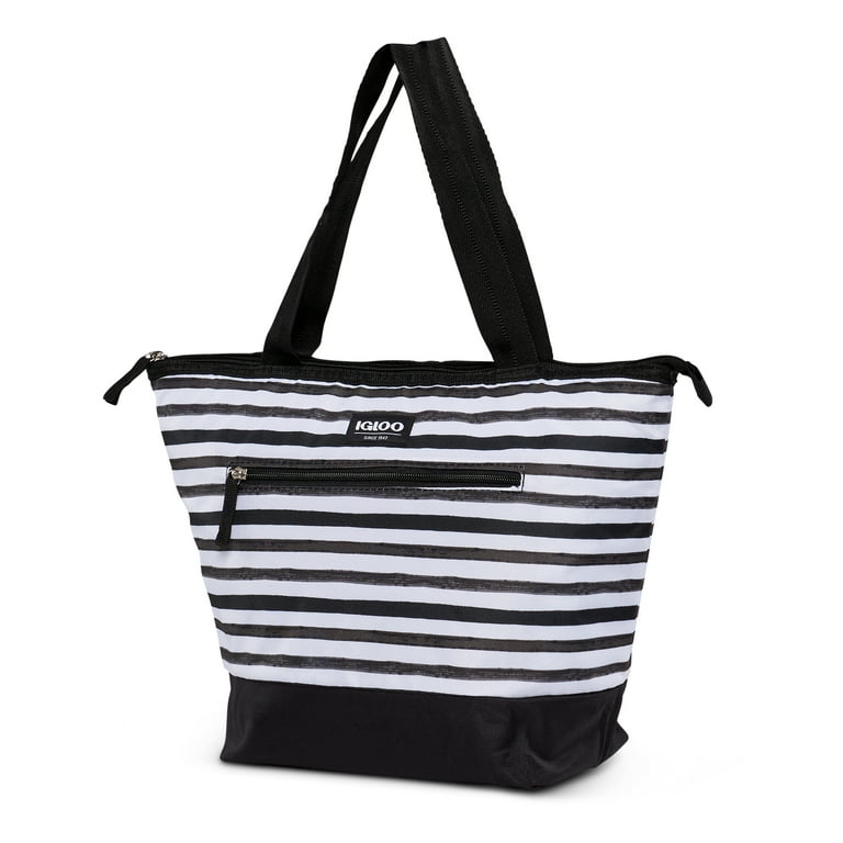 Igloo 14 Can Essential Tote Cooler Lunch Bag Black and White Walmart