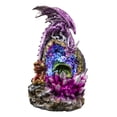 thumbnail image 3 of Purple Mother Dragon Guarding LED Faux Crystals Egg With Hatchlings Figurine, 3 of 10