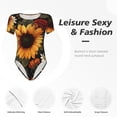 thumbnail image 4 of Vsdgher Sunflower Floral Butterfly Prinr Short Sleeve Body suit for Womens, Sexy Onesie One Piece Round Neck Bodysuit Shapewear Tummy Control-X-Large, 4 of 7