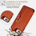 thumbnail image 2 of for iPhone 7 / 8 / SE 2020 / SE 2022 Wallet Case【RFID Blocking】 with Card Holder Cash Pocket Zipper Bills Slot, Soft PU Leather Magnetic Back Folio Kickstand, Finger Ring Holder Hook Case, Brown, 2 of 9