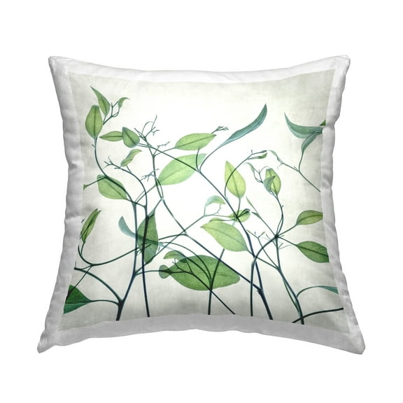 Stupell Industries Green Nature Leaves Decorative Printed Throw Pillow, 18 x 18