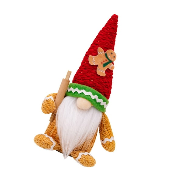 ZPAQI Handmade Christmas Gingerbreads Man Gnomes Plush Ornament for Festival Cheer