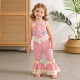 thumbnail image 7 of Baby Girl Summer Outfit Floral Crochet Ruffle Sleeveless Camisole Tops Trousers Kids Girl Clothes Pink 2-3 Years, 7 of 7