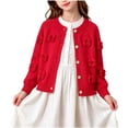 thumbnail image 2 of Busydd Girls Knit Cardigan Sweater 0-6 Years Trendy Comfy Button Down Round Neck Cardigans Casual Long Sleeve Open Front Outerwear 0-1 Years, 2 of 10