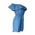 thumbnail image 3 of Okbabeha Ladies Solid Color Jumpsuit, Off Shoulder Flouncing Denim Shorts, 3 of 6
